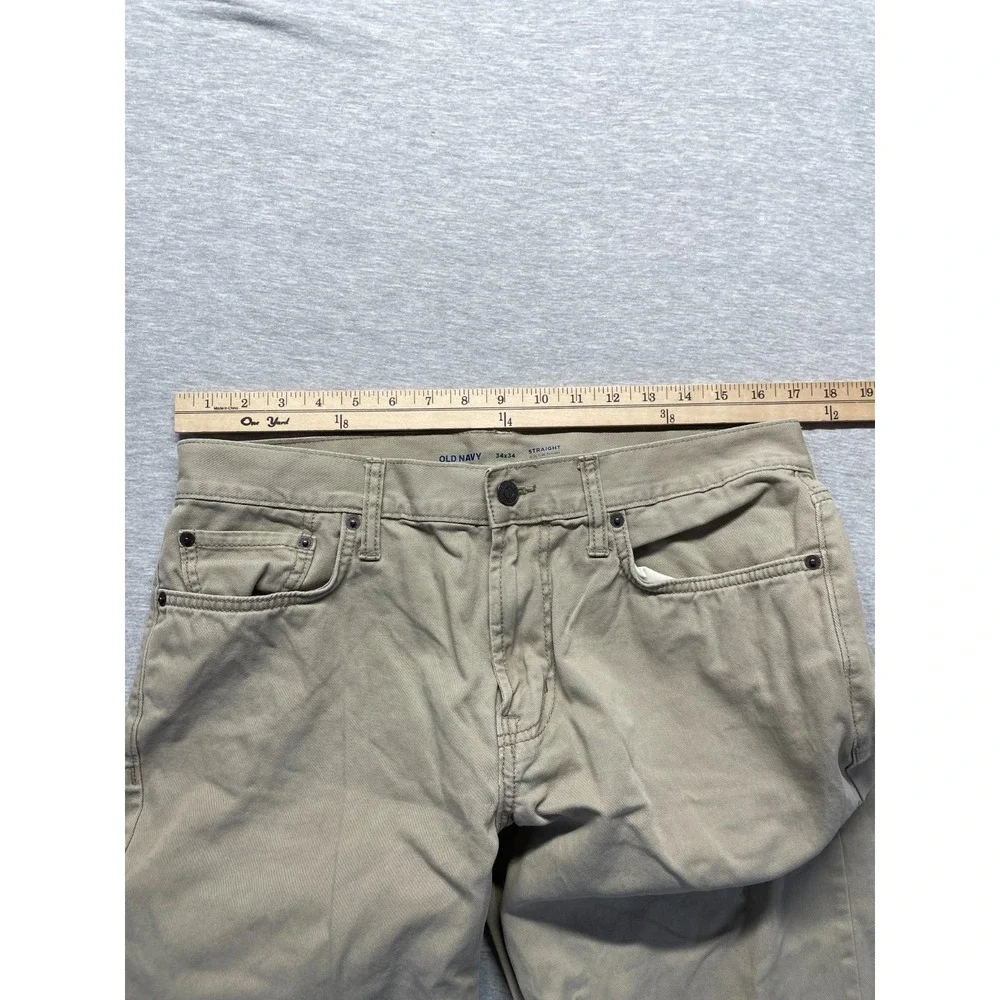 Old Navy Built In Touch Jeans Mens 34x34 (Fits 34x32) Khaki Denim Straight Leg